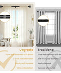 Comparison of Heavy Duty Black Wrap Around Curtain Rod Set and traditional rod; illustrates durability and design of modern drape hardware