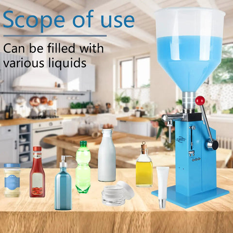 No Fuss Easy Fill Manual Paste And Liquid Filling Machine 5 To 50 Ml Adjustable Bottle Filler with Transparent Hopper