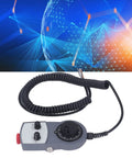 Electronic CNC Handwheel Controller With Emergency Stop, ABS Handwheel for precise 0-5 kHz feedback in black coiled cable