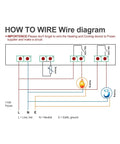 Wiring diagram for All Purpose Digital Temperature Controller Thermostat With Sensor And Two Relays ITC1000.