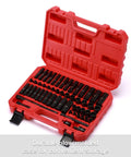 Heavy Duty One Quarter Inch Drive Impact Socket Set With Shallow And Deep Sockets 4mm To 15mm Metric SAE in red storage case