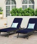 Get Comfy Two-Piece Chaise Lounge Cushions Set for Outdoor Furniture, 72x21x3 Inches, Navy cushions on patio chairs