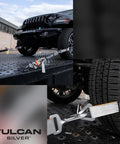 Ultimate Axle Tie Down Kit With Silver Series Webbing in use on vehicle, showing 22 inch and 36 inch axle straps on trailer