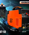 Dual Voltage Pro Grade Plasma Cutter With 50A Inverter, Cuts Up To 20mm Thick, 110 To 220V, front and side view of CUT-50