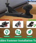 Hidden Fastener Installation Tool for Trex Hidden Fasteners and Composite Decking in use on wooden board