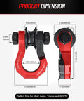 Three Quarters Inch D Ring Shackles With Snatch Block For Off Road Recovery And Heavy Duty Towing 45,000 Lbs Capacity, red and black