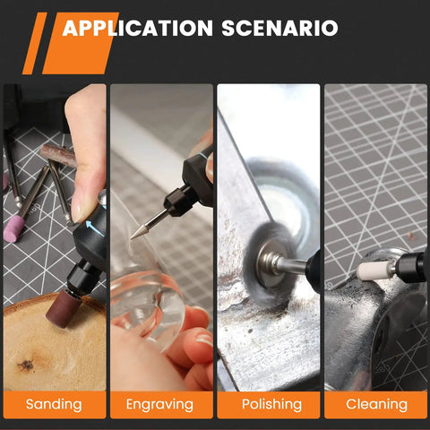 All Purpose Cordless Rotary Tool With Three Speed Settings 5000 12000 18000 RPM Rechargeable Mini Power Tool in use scenarios.