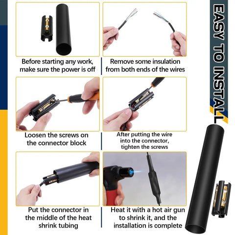 Underground Wire Splice Kit Two Pack For Direct Burial UF Cable 600 Volt Rated In Wall Splice Kit With Connectors And Heat Shrink Tubes