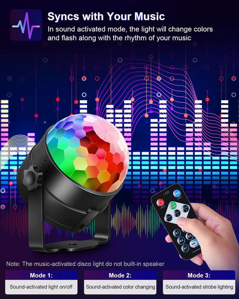 Two Pack Sound Activated Party Lights With Remote Control Disco Ball Light And DJ Strobe Lamp for Home Parties