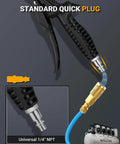 High Flow Air Blow Gun With Rubber Guard, Bent Angle Jet Nozzle, 1 Quarter Inch Quick Plug, Pneumatic Dust Removal Tool