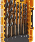 20-Piece Black Oxide Drill Bit Set For Wood Metal And Plastic With 135-Degree Split Point in yellow case