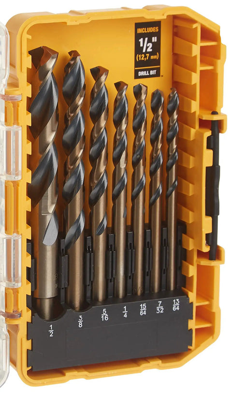 20-Piece Black Oxide Drill Bit Set For Wood Metal And Plastic With 135-Degree Split Point in yellow case