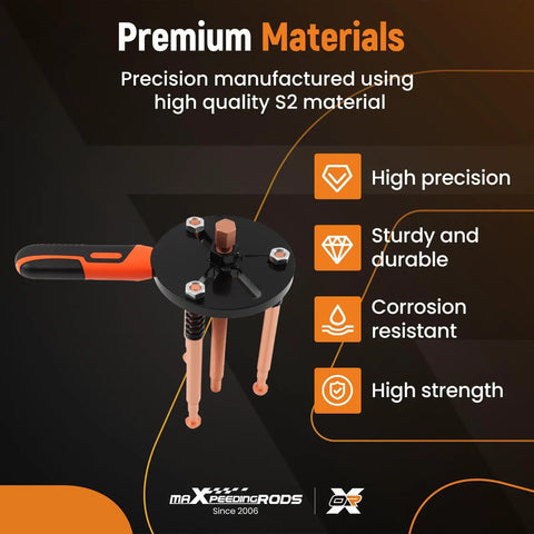 Pro Grade 55 In 1 Bearing Puller Tool Set For Shop And Home Garage Work Gripping Pulling Gears Bearings And Pulleys Featuring 9 Heads 3 Hooks Rods Plate Sleeve And Washers For Solid Grip Nails Your Repairs Quick Like A Real Tech Guru, S2 steel puller head