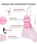 Pink bqover portable microfiber cleaning cloth with silicone keychain and bag charm, 8x8 inches, 2 refills
