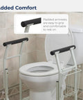 Toilet Safety Frame With Freestanding Grab Bar For Bathroom, Sturdy Aluminum Rail, Padded Armrests, Supports Up To 300 Pounds