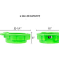 Heavy Duty 4 Gallon Oil Drain Pan With Pour Spout And No Splash Lip, Stackable Polyethylene Pan dimensions and green color