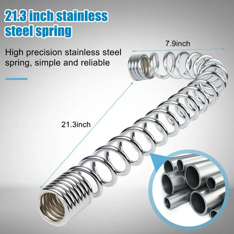 21.3-inch stainless steel spring component of Heavy Duty 44 Inch Pre Rinse Hose With Grip Handle And Spring For Commercial Sinks