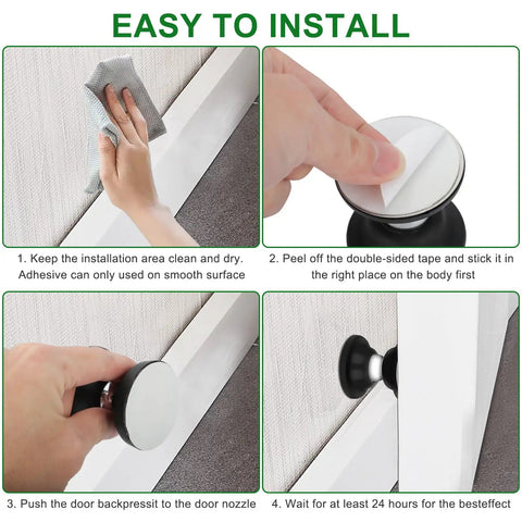 Installation steps for Magnetic RV Door Stopper Set 2 Pack Stainless Steel Door Catch No Drilling Wall Mount for camper trailers.