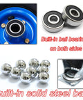 Close-up of Heavy Duty Pneumatic Swivel Casters With Inflatable Rubber Tires and Quick Side Brakes, featuring steel ball bearings.