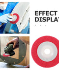 Premium Nylon Non-Woven Polishing Wheel For Metal And Plastic Deburring Discs shown in use on metal and wood surfaces.