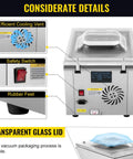 Heavy Duty Automatic Chamber Vacuum Sealer For Food Packaging And Sous Vide Cooking With Digital Display showing efficient cooling vent and safety switch.