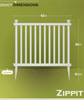 Dimensions of Two Panel No Dig Vinyl Fence Kit, 3ft High By 3.5ft Wide, displayed with white picket style fencing