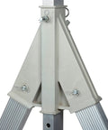 Portable Adjustable Height Aluminum Gantry Crane Lightweight Workshop Hoist With No Fuss Setup Easy Lift Gear Without Breakin Sweat For Tight Garage Bays tripod base up close showing adjustable fittings.