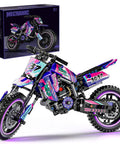 Motorcycle Building Block Set With 476 Pieces, Epic Collectible Display Model with colorful decals, ideal for builders.