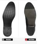 Comparison of shoe soles showing notches versus flat surfaces for Shoe Heel Pads Repair Kit With Adhesive Stickers, Anti Slip Cushion Soles