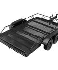 Heavy Duty RC Car Trailer And Cargo Hauler For Scx10 Scale Crawlers Bulletproof Aluminum Build showing mesh design and wheels.