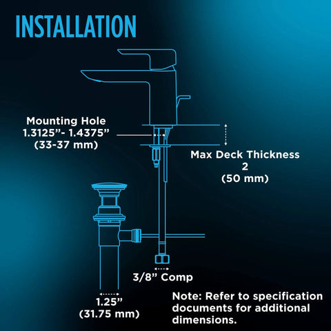 LF Series 1.2 GPM Single Handle Bathroom Sink Faucet With Drain Assembly Polished Chrome Ceramic Disc Valve installation diagram