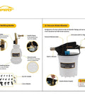 Pro Grade 24 Piece Brake Bleeder Kit With Vacuum Brake Fluid Extractor including 2L reservoir and 1L refilling bottle.