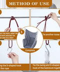 Method of use for Two Piece Hammock Chair Set With Cushions For Indoor Outdoor Use Large Hanging Rope Swing Seats Gray