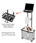 Freestanding Toilet Paper Holder With Storage Shelf No Drill Easy Roll Dispenser For Toilet Paper And Magazines Phone Tablet Organizer Black Bathroom Rack For Small And Large Bathrooms