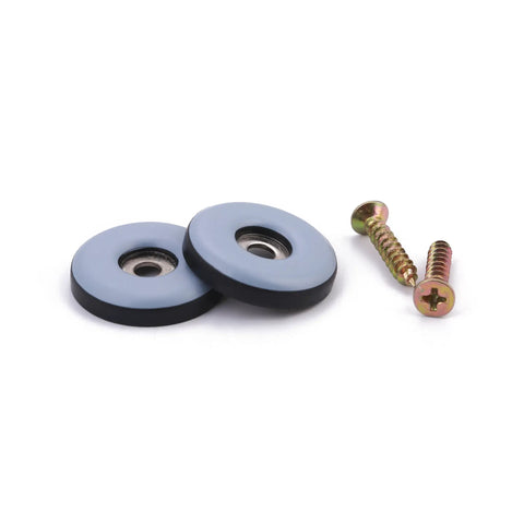3/4 Inch Screw On PTFE Teflon Furniture Glides For Wooden Furniture Heavy Duty Chair Leg Sliders Protect Floors Move Your Furniture Easy And Safe Premium Floor Protector 20 Pack, close-up view of glides and screws