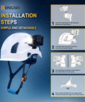 Rechargeable Clip On Headlamp For Hard Hats With Built In Lamp Hands Free LED Light For Safety Helmet Work Day Or Night Adjustable Bracket Mount Black installation steps