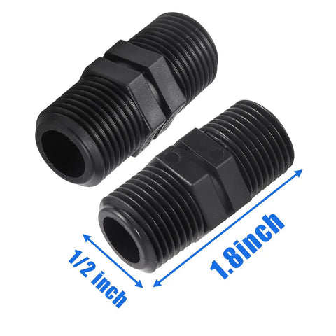 10 Pack 1/2 Inch MPT Double Male Pipe Risers For Garden And Lawn Irrigation, Straight Coupling Adapters, Rust Resistant Plastic