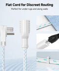 2 Pack Braided Low Profile Flat Power Cords 10 Foot Indoor Extension Cables 3 Prong Flat Plug Under Rug Power Extension