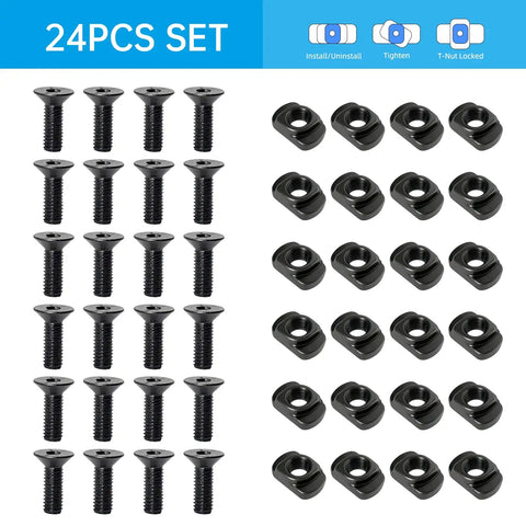 One Stop 24 Piece M Lok Rail Hardware Kit With Storage Box, showing M4 and M5 screws and T Nuts