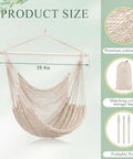 Two Piece Hanging Hammock Chairs Set With 40 Inch Detachable Metal Bars, Boho Swing Chairs, cotton rope, storage bag, bars