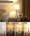Set Of 2 Modern Table Lamps For Living Room And Bedroom With USB C And USB A Charging Ports Dimmable Touch Bedside Lamps