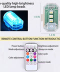 Wireless LED Strobe Lights With Remote Control USB C Rechargeable showing LED light bead and remote control with color options.