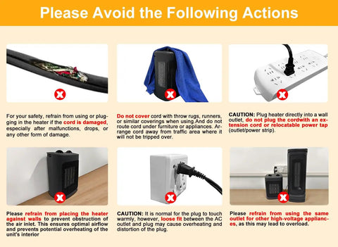 Safety instructions for using a 1500W Electric Space Heater Portable With Thermostat And PTC Ceramic Heating Quick Heat