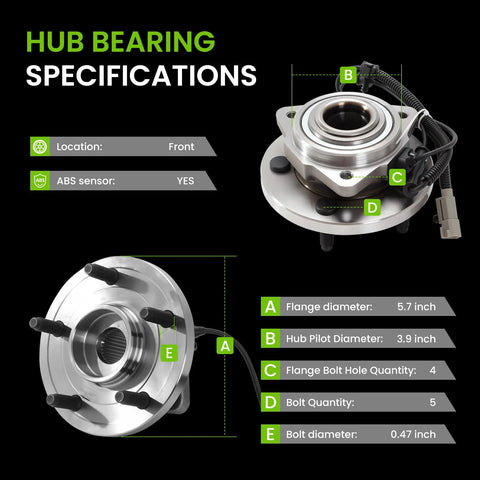 Specifications of Front Wheel Bearing Hub Assembly 513234 For 2005 To 2010 Grand Cherokee And 2006 To 2010 Commander with ABS sensor