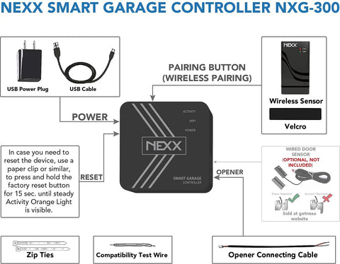 Smart WiFi Garage Door Controller NXG 300 Remotely Open And Close Your Garage With App Works With Alexa Google Assistant And Siri No Hub Required Voice Control WiFi Black