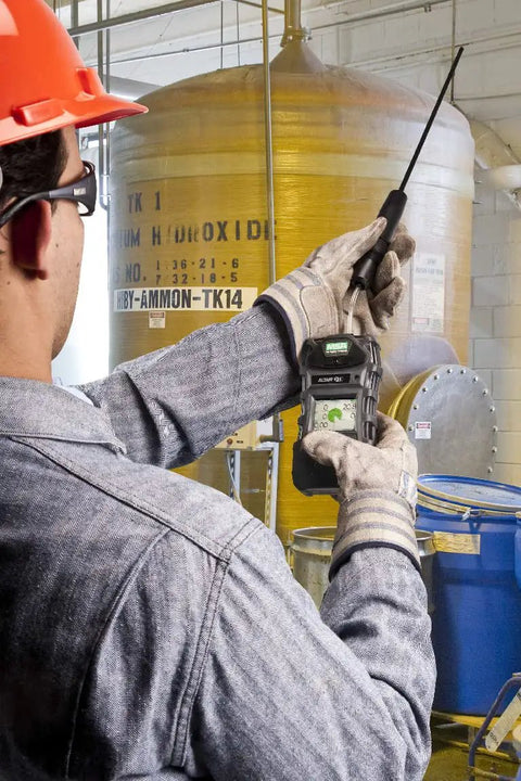 Worker using Sampling Line With Quick Disconnect For ALTAIR 5X Pump Probe, 10 Foot Polyurethane Air Line In Clear Color in field.