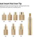 Brass Heat Set Insert Tool Kit With Adapter For Soldering Irons And 3D Printing M2 To M8 Knurled Nuts Display