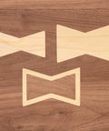 Bow Tie Inlay Kit With Frame, Bit, And Bushing For Precise Router Inlays And Decorative Woodworking Templates, on wood surface