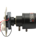 Side view of Beefy 2MP High Speed USB Camera Module with manual zoom lens, showing wiring and connectors on a rectangular board.