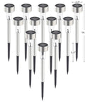 Solar Pathway Lights Stainless Steel IP44 Waterproof Auto On Off Outdoor LED Landscape Lighting for Garden Yard Patio Path and Walkway 12 Pack Cool White